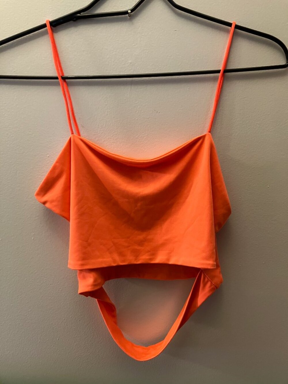 Worn Cami Florescent Orange Top Band in Front Size Small